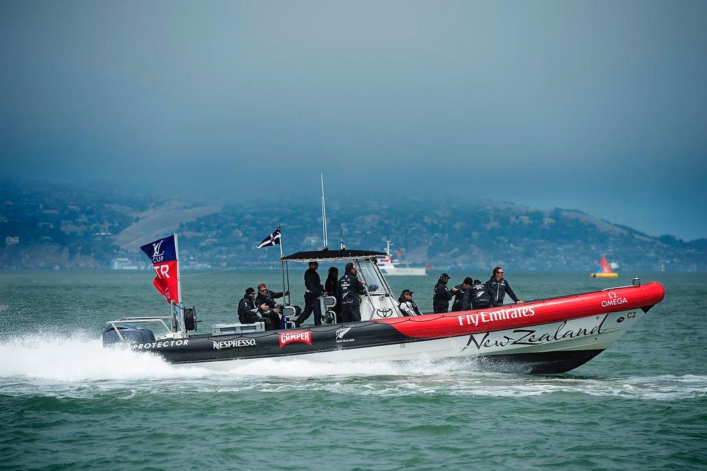 Emirates Team New Zealand Protector chase boat. Louis Vuitton Cup 2013. 9/7/2013 © Chris Cameron/ETNZ http://www.chriscameron.co.nz